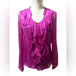Elegant Purple Ruffled Women's Blouse